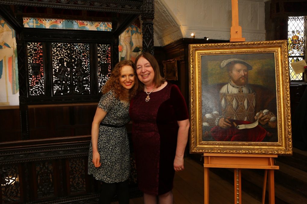 Kate Williams & Alison Weir at Tudor portrait and bed unveiling