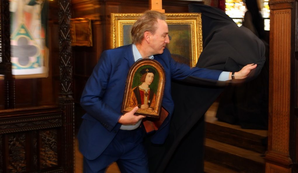 Philip Mould unveiling Tudor portrait