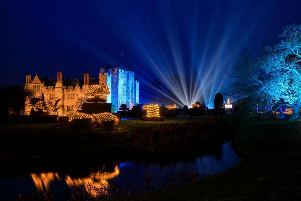 The stunning Christmas light display pictured at Hever Castle in Kent which started this weekend.<br /> Hever Castle's annual Christmas event sees a Peter Pan themed trail in the grounds as well as the chance to witness the enchantment of the Castle and gardens festooned with fabulous colours and twinkling lights. Tickets must be booked in advance. The castle which dates back to the 13th century was once the childhood home of Anne Boleyn, second wife of Henry VIII and Mother of Elizabeth I, set in 125 acres of glorious grounds.